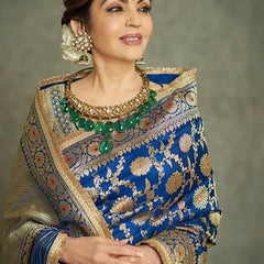 Nita Ambani Royal Blue Banarasi Handloom Pure Katan Silk Saree