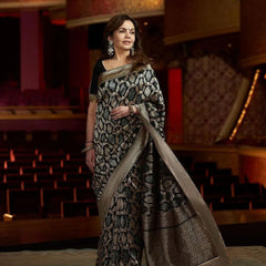 Nita Ambani Inspired Banarasi Semi Katan Silk Saree with Sona Rupa Zari