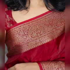Classic Banarasi Woven Soft Saree with Antique Zari Borders