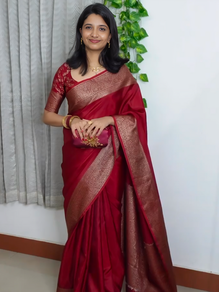 Classic Banarasi Woven Soft Saree with Antique Zari Borders