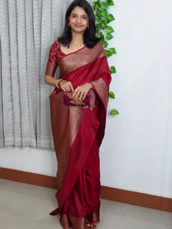 Classic Banarasi Woven Soft Saree with Antique Zari Borders