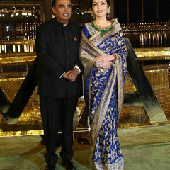 Nita Ambani Royal Blue Banarasi Handloom Pure Katan Silk Saree