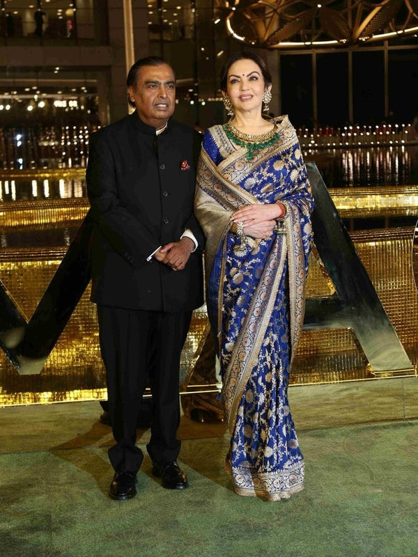 Nita Ambani Royal Blue Banarasi Handloom Pure Katan Silk Saree