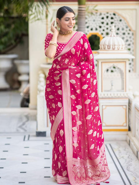 Fashionable Banarasi Woven Soft Georgette Saree | Elegant and Flowy