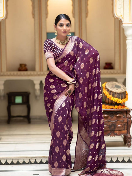 Fashionable Banarasi Woven Soft Georgette Saree | Elegant and Flowy