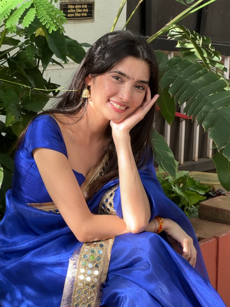 Royal Blue Banarasi Rajkumari Mirror Tissue Silk Saree