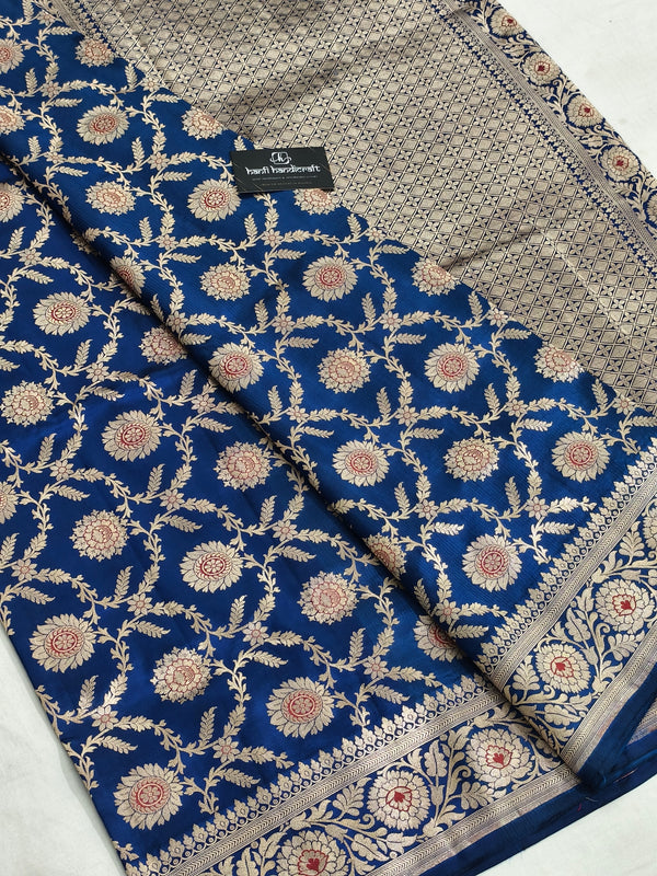 Nita Ambani Royal Blue Banarasi Handloom Pure Katan Silk Saree