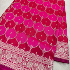 Rani-Red Rangkaat Banarasi Mashru Silk Saree | Wedding Special