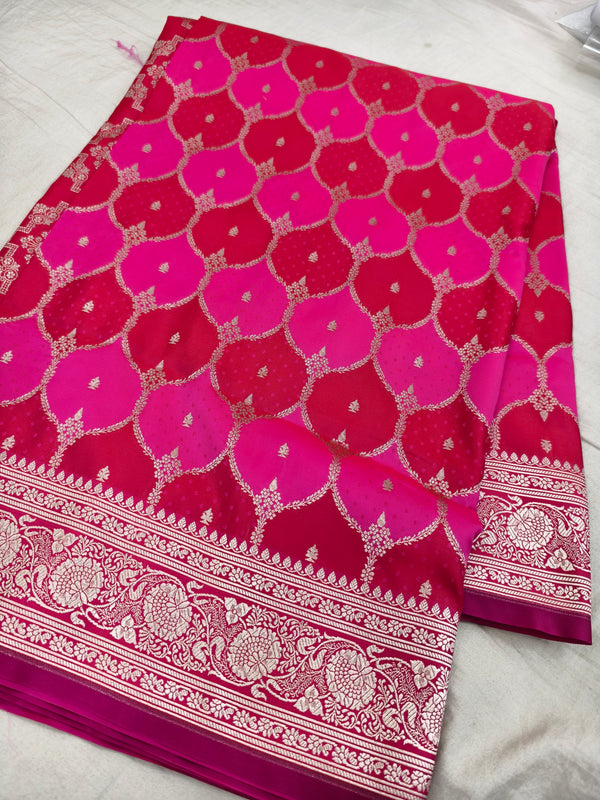 Rani-Red Rangkaat Banarasi Mashru Silk Saree | Wedding Special