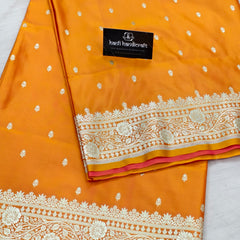 Mustard Gold Aesthetic Banarasi Mashru silk soft saree| Chunri Buti Saree