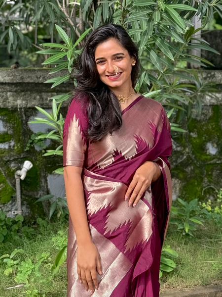 Traditional Banarasi Woven Soft Silk Temple Saree