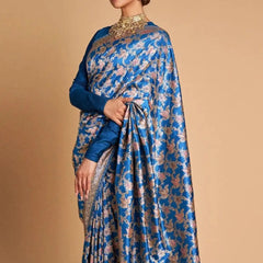 Deepika Padukone Handloom Kadhwa Pure Katan Silk Vintage Minakari Banarasi Saree