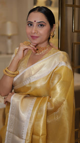 Exclusive Banarasi Glass Tissue Gold Zari Soft Silk Saree | Festive Special