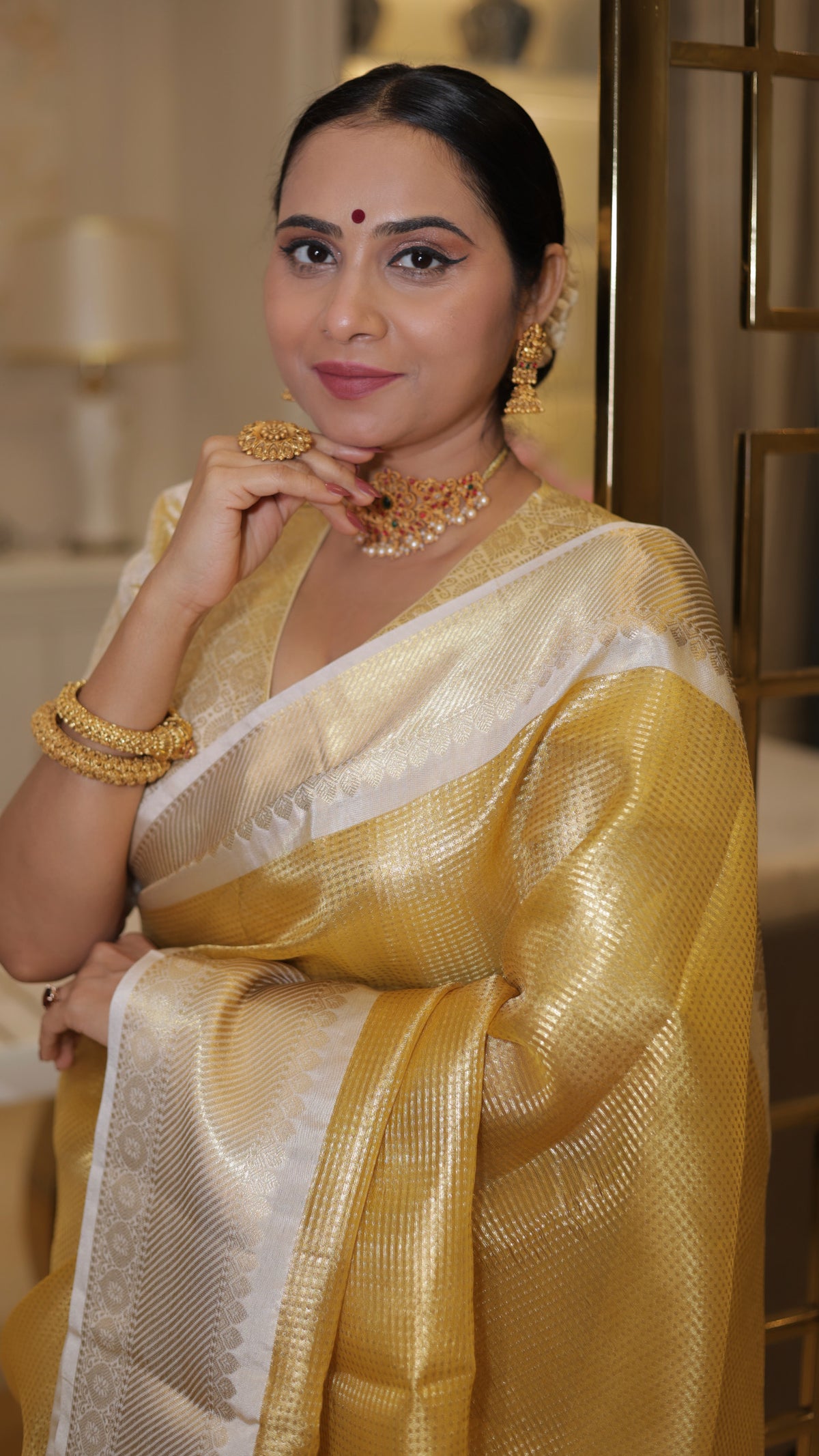 Exclusive Banarasi Glass Tissue Gold Zari Soft Silk Saree | Festive Special