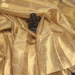 Sona Gold Banarasi Soft Tissue Silk Saree | Tissue Saree For Party, Wedding & Festivals