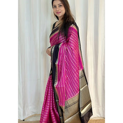 Soft Pink with Black Banarasi Soft Katan Georgette Saree | Soft & Versatile