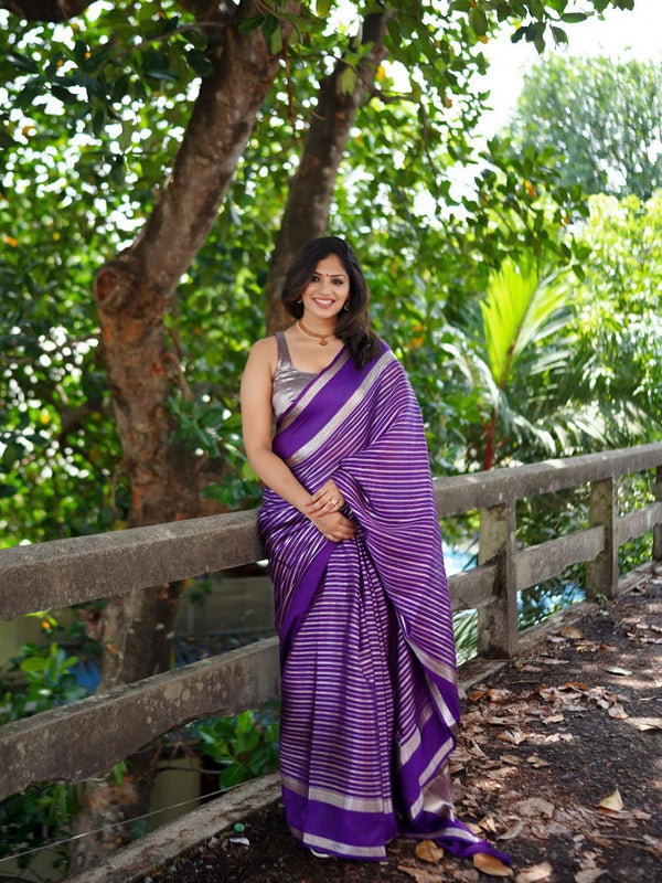 Violet Purple Banarasi Soft Katan Georgette Saree | Soft & Versatile