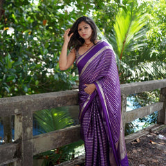 Violet Purple Banarasi Soft Katan Georgette Saree | Soft & Versatile