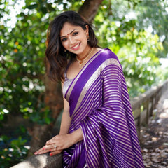 Violet Purple Banarasi Soft Katan Georgette Saree | Soft & Versatile