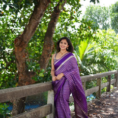 Violet Purple Banarasi Soft Katan Georgette Saree | Soft & Versatile