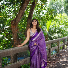 Violet Purple Banarasi Soft Katan Georgette Saree | Soft & Versatile