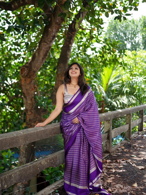 Violet Purple Banarasi Soft Katan Georgette Saree | Soft & Versatile