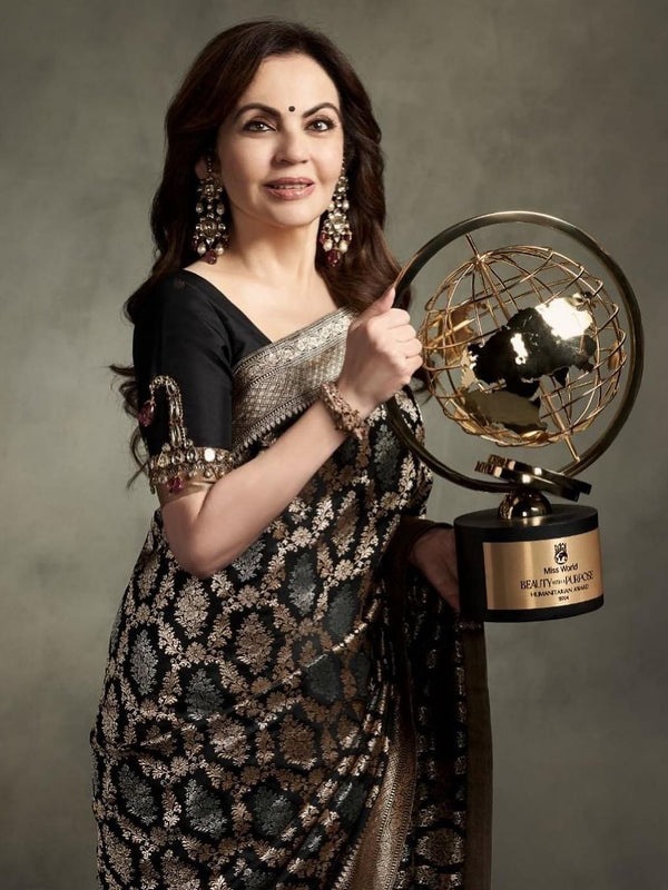 Nita Ambani Inspired Banarasi Semi Katan Silk Saree with Sona Rupa Zari