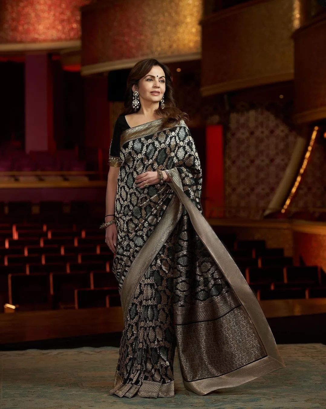 Nita Ambani Inspired Banarasi Semi Katan Silk Saree with Sona Rupa Zari