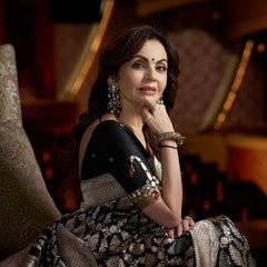 Nita Ambani Inspired Banarasi Semi Katan Silk Saree with Sona Rupa Zari