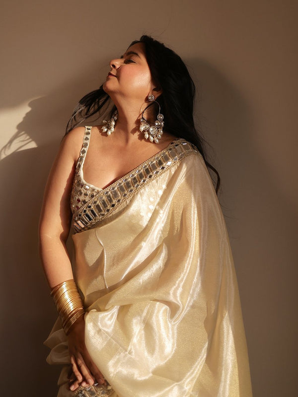 Designer Mirror Work Pure Tissue Silk Saree | Special Edition