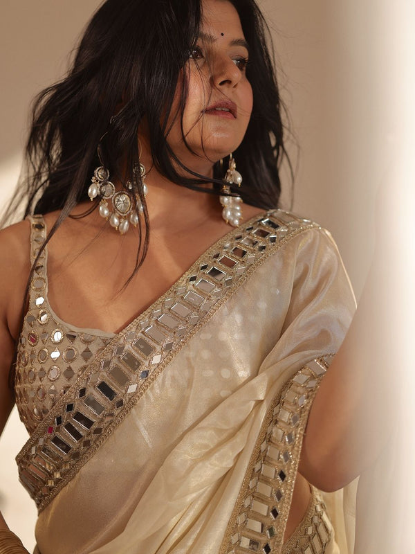 Designer Mirror Work Pure Tissue Silk Saree | Special Edition
