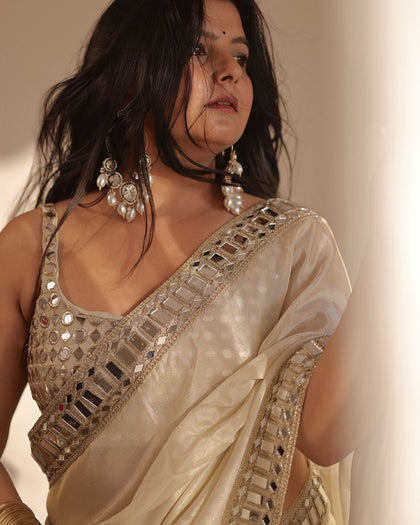 Designer Mirror Work Pure Tissue Silk Saree | Special Edition