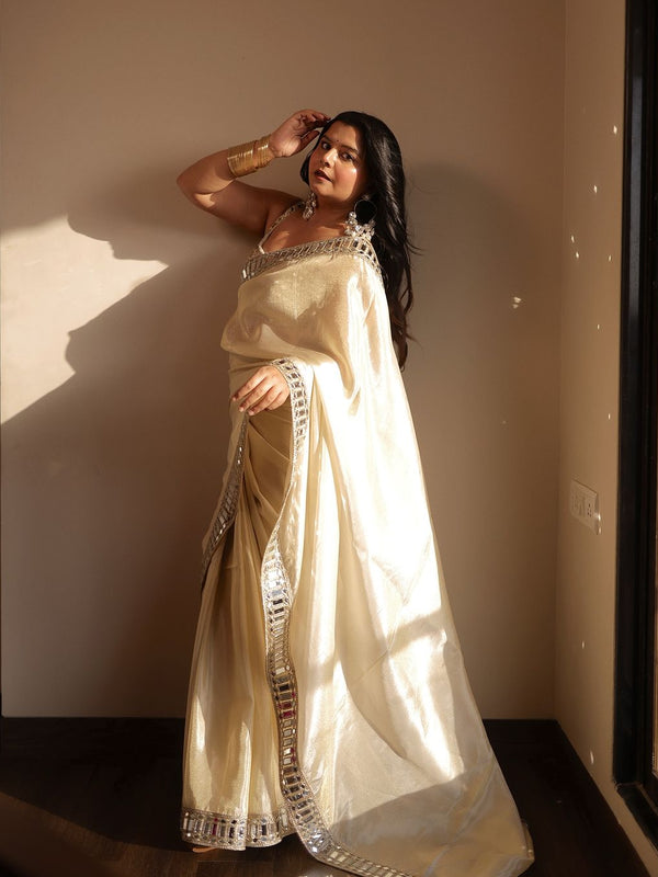 Designer Mirror Work Pure Tissue Silk Saree | Special Edition