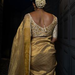Keerthy Suresh Inspired Banarasi Soft Tissue Brocade Pattern Zari Silk Saree with Blouse Piece