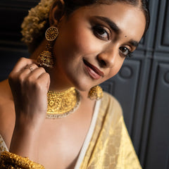 Keerthy Suresh Inspired Banarasi Soft Tissue Brocade Pattern Zari Silk Saree with Blouse Piece