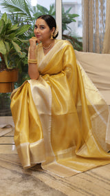 Exclusive Banarasi Glass Tissue Gold Zari Soft Silk Saree | Festive Special