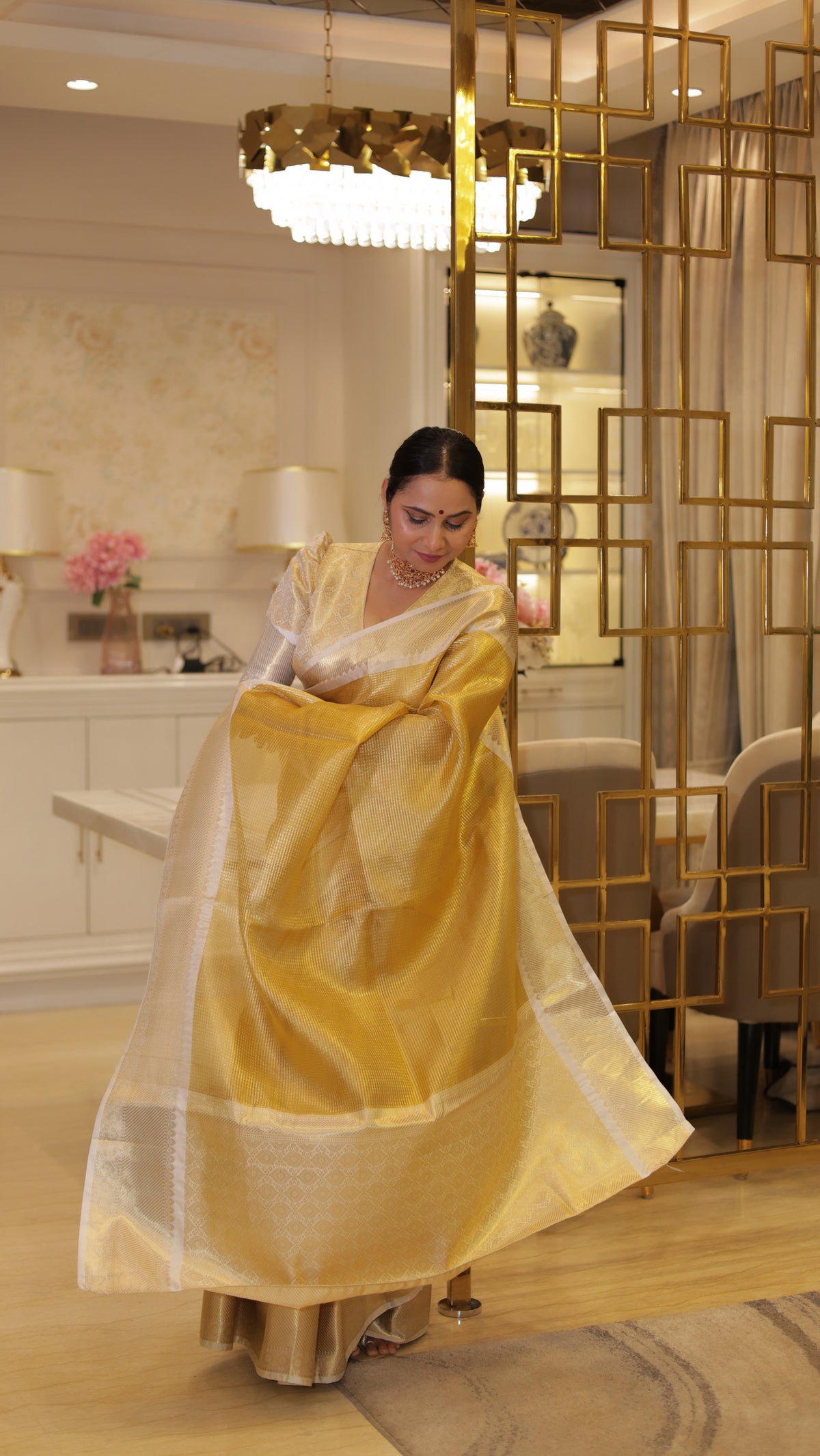 Exclusive Banarasi Glass Tissue Gold Zari Soft Silk Saree | Festive Special