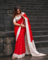 Kumkum Red Humsafar Banarasi Mashru Silk Saree
