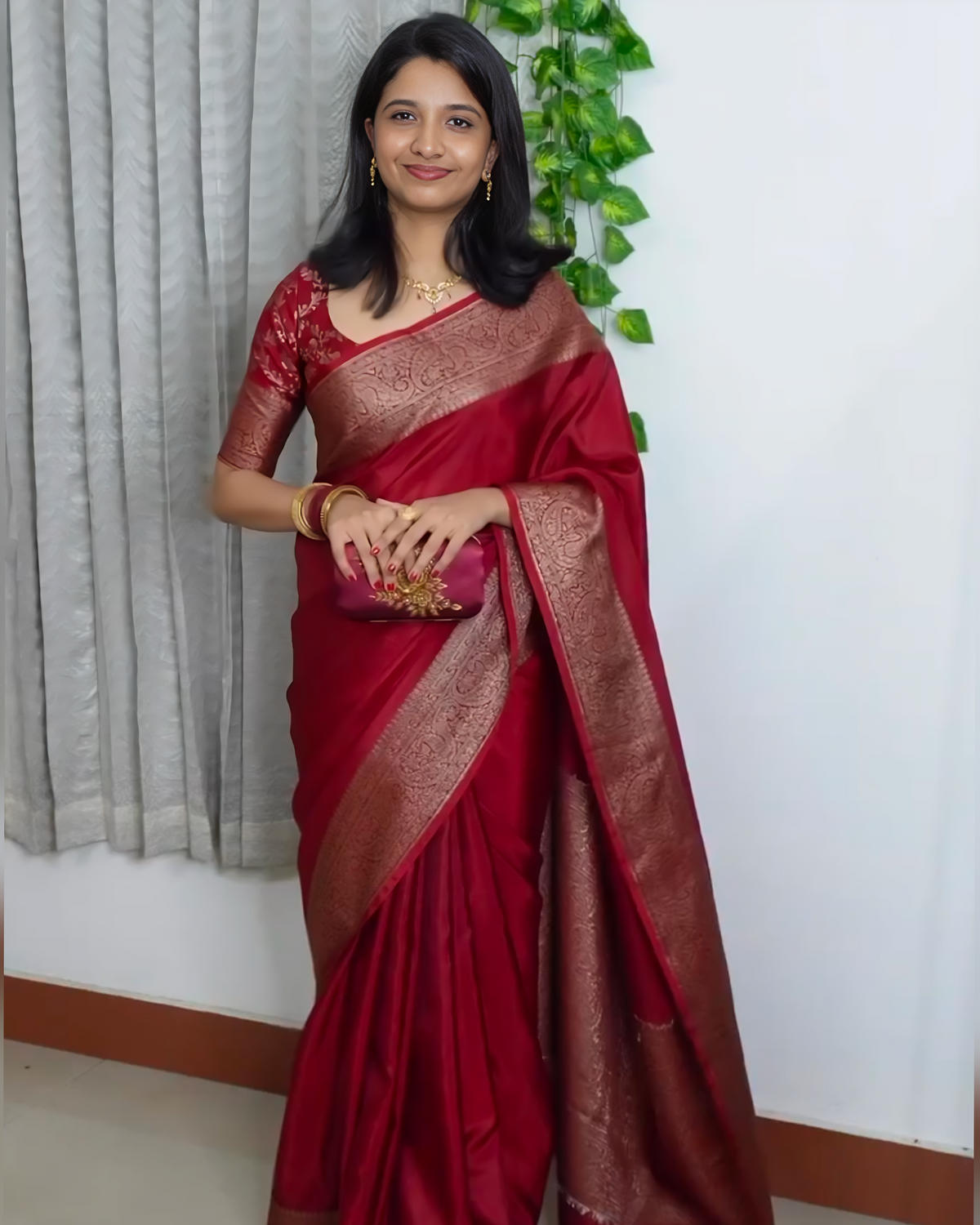 Classic Banarasi Woven Soft Saree with Antique Zari Borders