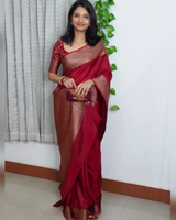 Classic Banarasi Woven Soft Saree with Antique Zari Borders