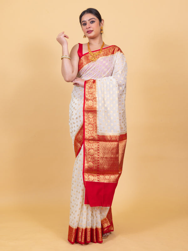 Most Appealing Banarasi Woven Soft Georgette Saree | Hanfi Handicraft