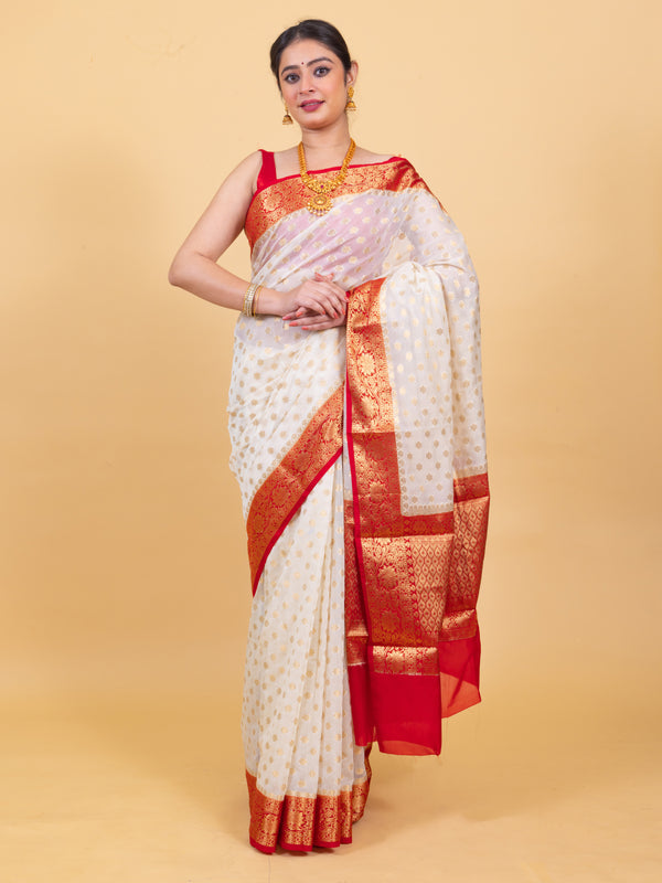 Most Appealing Banarasi Woven Soft Georgette Saree | Hanfi Handicraft