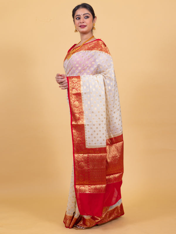 Most Appealing Banarasi Woven Soft Georgette Saree | Hanfi Handicraft
