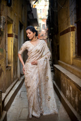 Exquisite Banarasi Katdana work designer pure tissue crape silk saree
