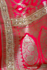 Rani-Red  Rangkaat Banarasi Mashru Silk Saree | Designer Gota Patti Work Saree
