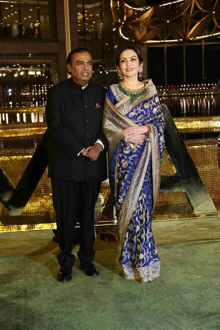 Nita Ambani Royal Blue Banarasi Handloom Pure Katan Silk Saree