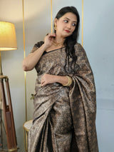 Black Banarasi Soft Silk Saree with Siroski Stone Work Embriodered Blouse & Saree