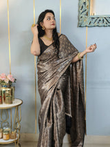 Black Banarasi Soft Silk Saree with Siroski Stone Work Embriodered Blouse & Saree