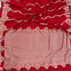 Premium Red Banarasi Alfi Pattern Ultra Soft Mashru Silk Saree