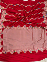 Premium Red Banarasi Alfi Pattern Ultra Soft Mashru Silk Saree